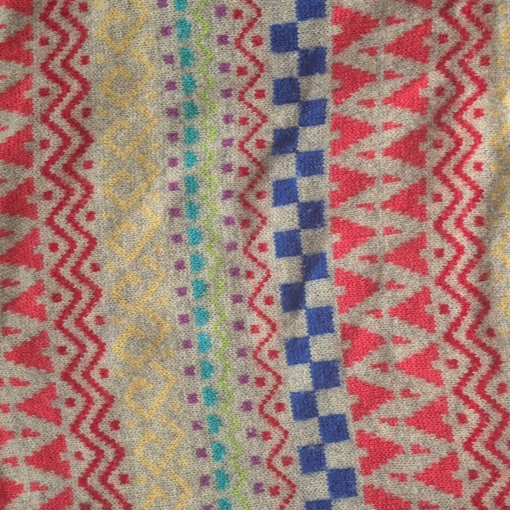 Colorful Patterned Wool Sweater - image 2